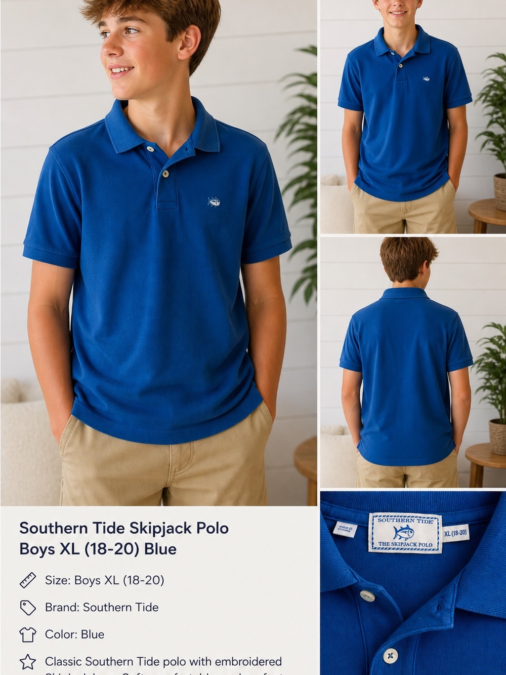 Southern Tide Royal Blue Polo with Skipjack Emblem